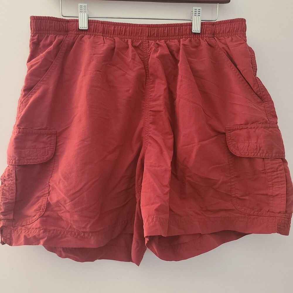LL Bean Swim Trunks Mens Large Orange Quick Dry Mesh Lined Board Shorts Pocket